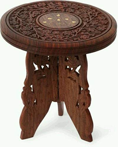 Delux Wood Carver Rolling Wooden Chair with Foot Rest - Classic Dining Table Chair - Brown, 30 x 26 cm-image-3