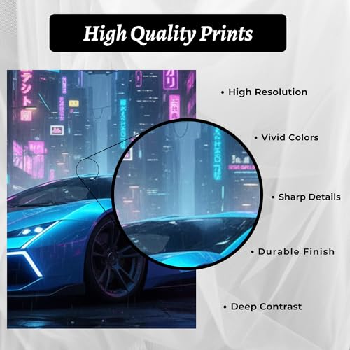 Image of BeauKraft Supercar Racing Poster Set for Wall - 3 Panel Split Posters (12x16 inches each, Unframed), Sports Car Wall Art Decor for Boys Room, Living Room, Garage & Men's Bedroom (Blue)