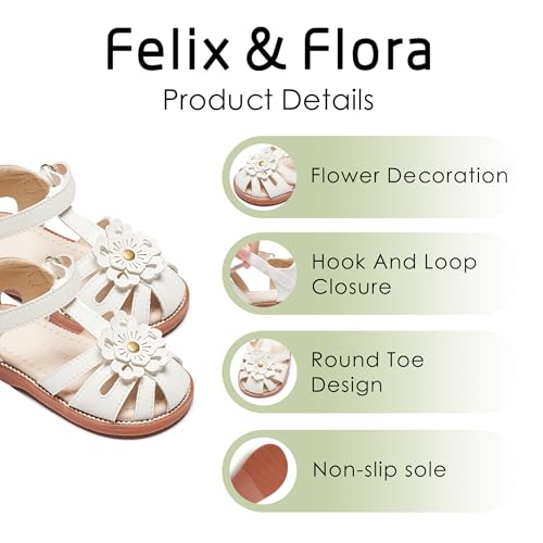 Image of Felix & Flora Toddler Girls Sandals Soft Rubber Princess Flat Shoes Flower Girl Shoes
