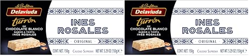 Delaviuda, Turrón Chocolate Blanco Inés Rosales, Turrón de Chocolate Blanco, Sabor a Torta Inés Rosales, Dulce Ideal para Cesta Navidad, Made in Spain, 150 Gramos (Paquete de 2)