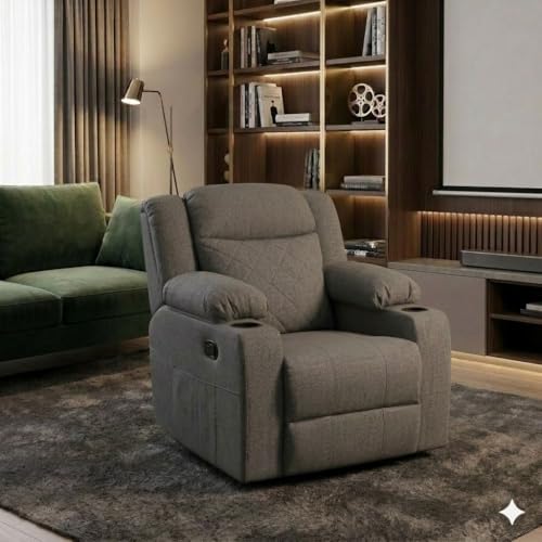 Image of Amazon Brand - Solimo Cosmo | Single Seater Sofa Recliner | Manual Recliner (Velvet Grey) | 1 Year Warranty