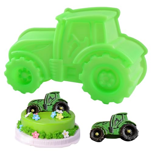 3D Molde Forma Tractor Pastel,Molde de Silicona con Diseño de Tractor 3D,26×17×7cm Diseño Tráctor Silicona,Moldes para Hornear con Tráctor Esiloxano,Moldes Hornear Cargadora Verde para Hacer Tartas
