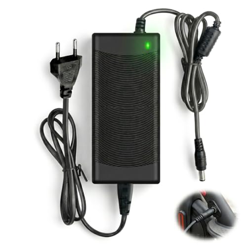 Chargeur Trotinette Electrique 42V 2A Alimentation Rapide et Sécurisée avec Protection Surchauffe Compatible Batterie 36V Connecteur Universel 5,5mm pour...