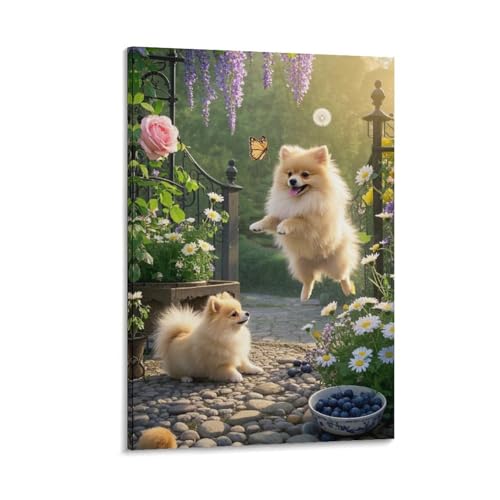 Peinture Toile Chot Pomeranian Décoration Murale Salon Moderne 50x75
