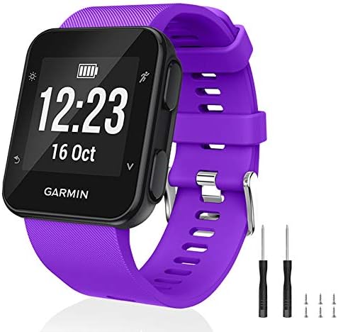 Aveegel Strap Compatible with Garmin Forerunner 35, Soft Silicone Replacement Band Wristband for Forerunner 35 Smart Watch, Multi Colors with Silver or Black Metal Buckle