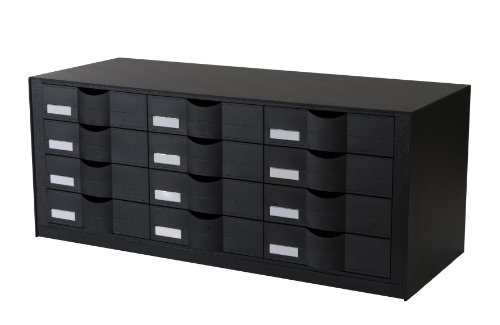 Meuble de bureau à tiroirs noir, module de rangement superposable et modulable