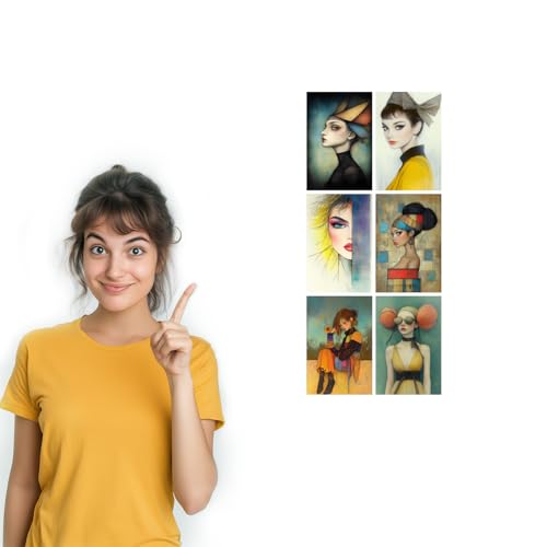 Image of SiddArtify Modern Portrait Wall Art Prints Set - Fashion Poster Decor for Living Room Bedroom Office - Set of 2-4x6 Inch - Board (Pack of 6) - Sticker (Pack of 6)