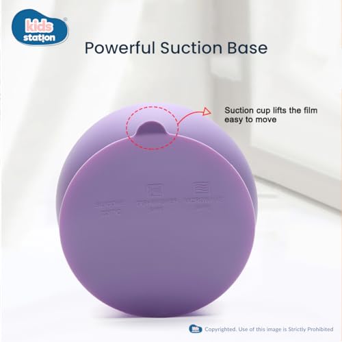 Image of Kids Station Easy to Carry Silicone Baby Feeding Set - Bowl - Spoon - Make Mealtime Fun and Easy - Tableware Meal Utensils for Kids with Suction - Baby Feeding Product - (Set of 2, Purple)