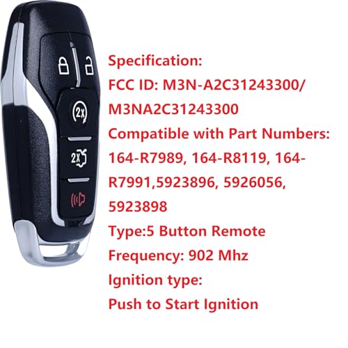 Clé d'entrée sans clé 902 MHz Ford Lincoln finition Titanium boîtier télécommande