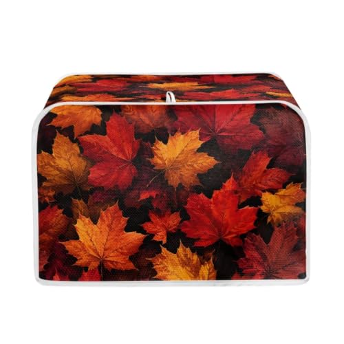 Image of Talayituse Fall Maple Leaf Print Toaster Cover 2 Slice Wide Slot, Lightweight Bread Maker Cover Dust Protection Washable Appliance Bag Autumn Decor, S