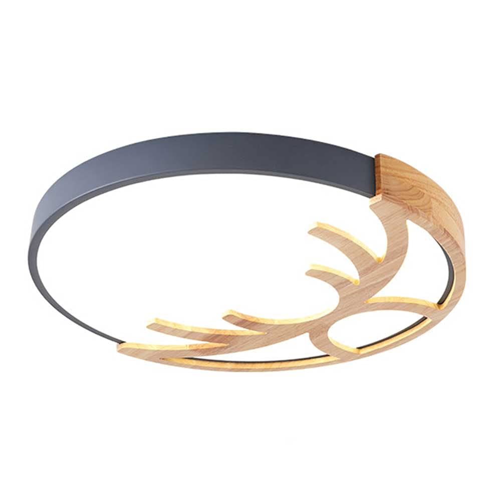 Plafonnier LED créatif bois de cerf avec lustre rond encastrable tricolore marron