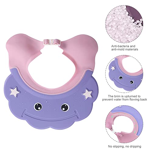 Image of 2 Pcs Baby Shower Cap Adjustable Girls Boys Hair Washing Shield Waterproof Ear Protective Shampoo Hat Soft Bath Head Cap Visor