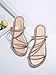 OYOANGLE Women's Rhinestone Flat Sandals Fashion Slides Open Toe Slide Casual Slippers Champagne Solid 8.5