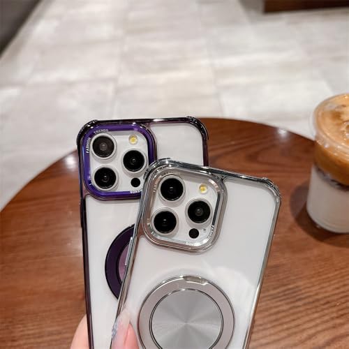 Coque transparente pour iPhone 14 15 Pro Max avec anneau noir pivotant - 3