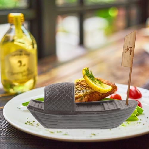 Plato decorativo para sushi Ipetboom de cerámica y madera miniatura 4