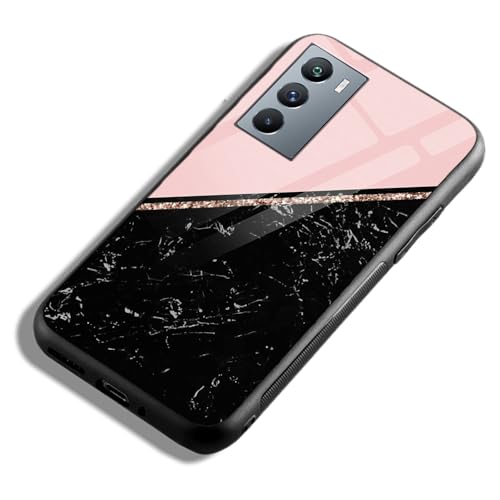 Image of COLORflow Back Cover Compatible with iQOO 9 SE 5G | Black Marble Pink | Shockproof TPU Bumper Cover with Camera Protection Back Cover Compatible with iQOO 9 SE 5G