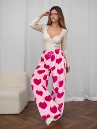 Image of VCM Leopard Print Pants Y2k High Waisted Baggy Trousers Drawstring Fluffy Cheetah Fuzzy Pajama Sleepwear