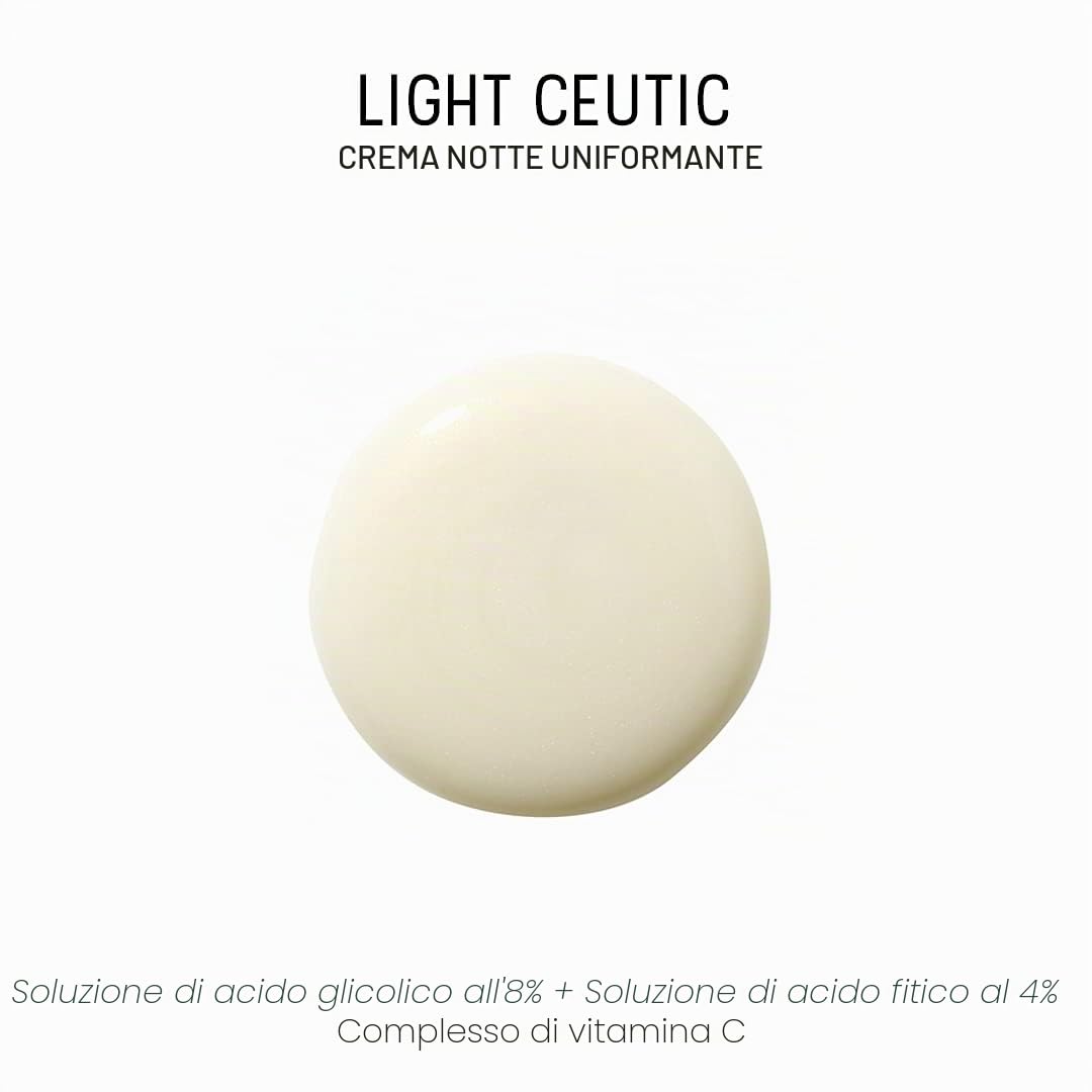 Dermaceutic Light Ceutic – Crema notte tonificante per la pelle – Crema viso illuminante anti-età con acido glicolico, acido fitico e vitamina C – Crema antirughe – 40 ml