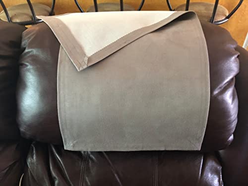 Recliner Headrest Cover Furniture Protector Chair Pad Suede-Stone Gray Size 14"Wx30"L For Living Room Office Chair Theater Seating Rv Lifestyle Media Room #TOP4