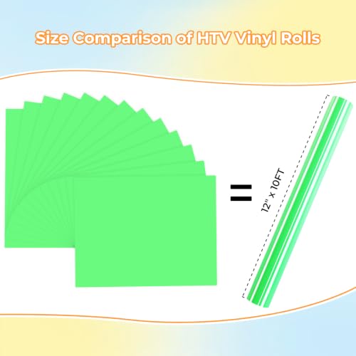 Image of Neon Green HTV Heat Transfer Vinyl: 13 Pc 12 x 10 Neon Green Iron on Vinyl | Neon Green Iron on Vinyl for T-Shirt, Neon Green Heat Transfer Vinyl for All Cutting or Heat Press Machine