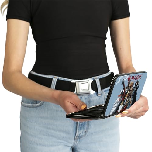 Buckle-Down Wizards of the Coast Wallet, Hinged, Magic Three Planeswalker Group Pose and Title Logo Light Blue, Vegan Leather4
