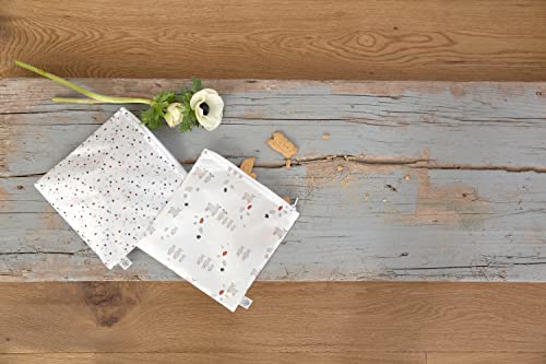 LÄSSIG Wiederverwendbarer Aufbewahrungs-Beutel Snack Tasche 2 Stück/Snack Bag Tiny Farmer Dots/Sheep