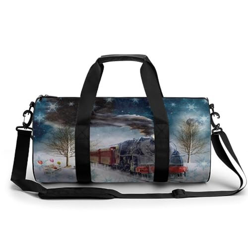 Sac de voyage train rétro neige grand duffel de gym pour partir en week-end