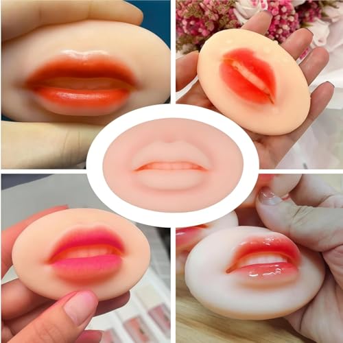 Image of Tattoo Fake Lips 6 Pieces 5D Fake Lips, Silicone Lips for Makeup Practice, Soft Tattoo Practice Lips Model for Semi Permanent Make Up Supplies