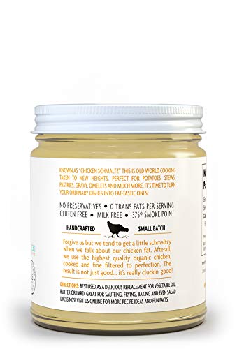 Fatworks 100% Organic Non-GMO, Chicken Fat (Schmaltz) for Medium High-Heat Cooking, Frying, Baking, Soups, Dressings and Marinades, 7.5 oz