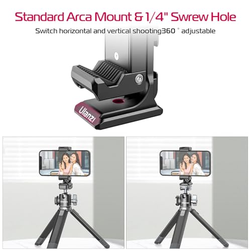 Image of ULANZI ST-27 Phone Tripod Mount, 360 Metal Phone Holder for Tripod w 3 Cold Shoes & Arca Port, Versatile Smartphone Adapter for iPhone, Desktop Tripods, and Live Streaming /Vlogging Setup