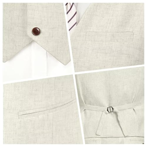 High-End Suits Casual Linen Beige Men's 2 Piece Suits Wedding Suits Slim Fit Groomsmen Tuxedos Summer Linen Vest Pant4