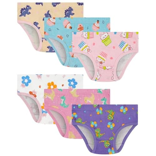 100% Cotton Tagless Toddler Panties - Girls 6-Pack