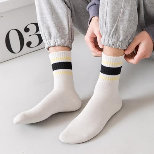 2-Pack Striped Cotton Crew Socks, Comfortable and Breathable Socks for Men and Women, Fashionable Casual and Athletic Socks4