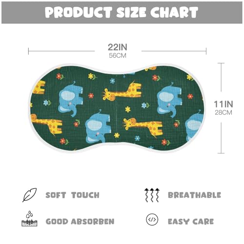 2 Pack Muslin Burp Cloths Giraffe Floral Green Cotton Baby Burp Cloths Ultra Absorbent Soft Thick Burping Cloth for Newborn Must Haves, Large 22" x 11"2