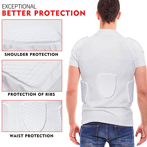 Tuoy Men's Padded Compression Shirt Protective Shirt Rib Chest Protector For Football Baseball #TOP2