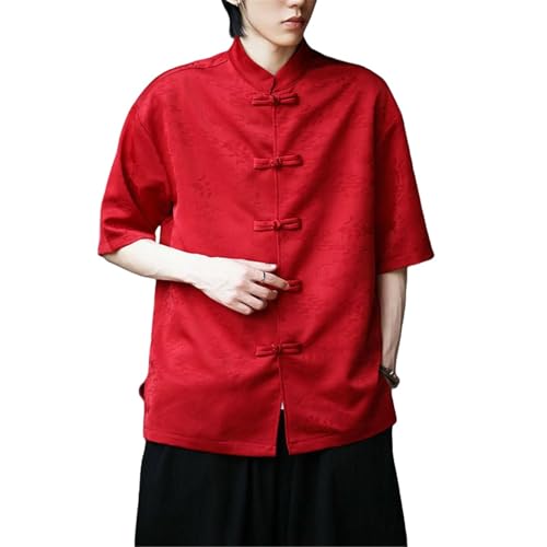 Costume en soie glacée homme style chinois ample pour détente et yoga