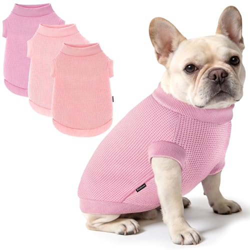 BAOBICUTE 3 Pack Dog Shirt for Small Supplies Functional Waffle Dog Clothes Warm Soft Sweatshirt Outfit for Dogs Cats Pet Apparel