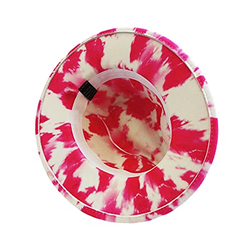 Unisex Tie-Dye Fashion Designer Wide Flat Brim Fedora Hats Bowler Hats Panama Hat Gentleman Breathable Lightweight Outdoor Travel Low Profile Hot Pink One Size #TOP4