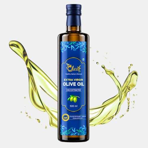 Image of Oleaf Extra Virgin Olive Oil | Imported Pure olive oil from Greece | 100% Natural and Healthy | Cold pressed olive oil for cooking and other uses (500 ML)