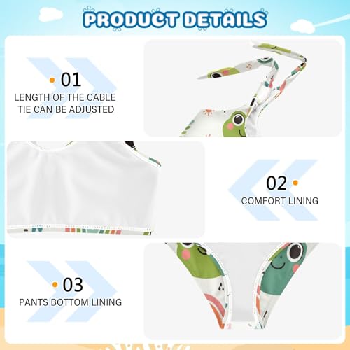 Girls' Bikini Set, Cute Frog Head Small Rainbow Kids Swimsuit 2 Pcs Beach Bathing Suit3