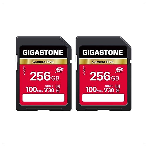 Image of Gigastone 256GB SD Camera Plus Memory Card,SDXC V30 High Speed UHD Video Memory Card Compatible with Canon Nikon Sony Pentax Kodak Digital Camera with 2 Mini Cases