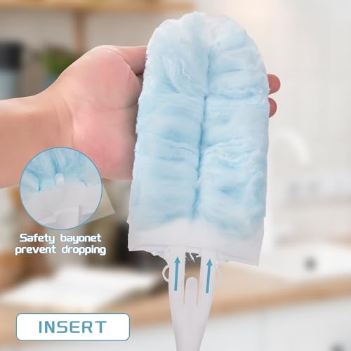 Image of 40 Count Disposable Dusters Refills Compatible with Swiffer Duster,Multi Surface 360 Heavy Duty Duster Refills for Cleaning Home,Celling Fan,Blinds,Vent&Shelves (1 Short Handle +1 Extenda Handle)