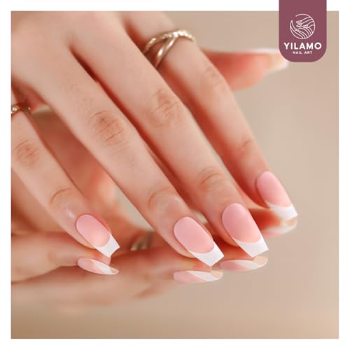 Yilamo French Gel Nail Tips, 5 Colors 300Pcs French Tip Press on Nails Long, No Need to File Tips Pre-lasting, Fake Nails for Nail Art DIY 15 Sizes