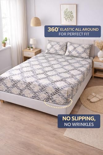 Image of AAZEEM Microfibre Double Bedsheet 100% Microfibre Full Size Sheets Set, Soft & Comfy Thick Full Fitted Bed Sheets Set, Machine wash | White |Bedsheet Size -90 X 100 Inches Pillow 17 X 27 Inches |