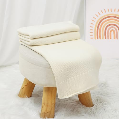 Hadetoto Baby Blanket Newborn Girl Boy Cotton Knit Blankets Soft Cozy Receiving Swaddle Blankets Infant Toddler Travel Blankets (Cream)2