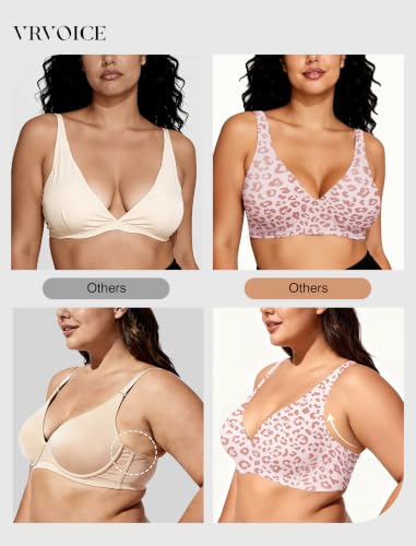 Image of Deep V Wireless Jelly Bras for Women Push Up Bralette Seamless No Underwire Support T-Shirt Comfort Plunge Full Coverage