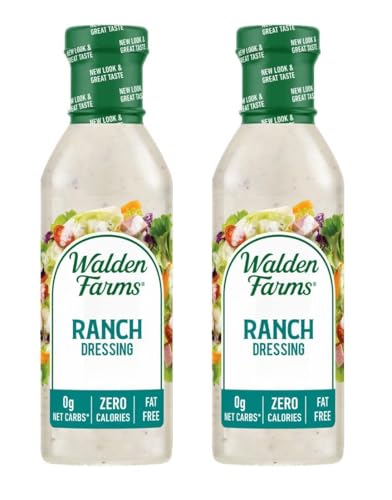 Walden Farms Ranch Dressing - Calorie-Free, Gluten-Free, Low Carb, Keto-Friendly, Sugar-Free, Dairy-Free Creamy Ranch Flavor - 2 Pack Value Pack, 12 Oz Bottles