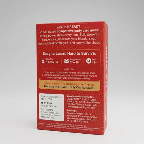 Image of BREAK Card Game - Ultimate Strategy & Party Game | Fast Gameplay | Perfect for Game Nights | 2-12 Players