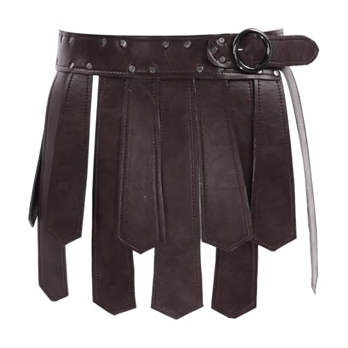 Medieval PU Leather Roman Tassel Skirt Adjustable Viking Warrior Fringe Belt