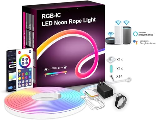 Image of Arcanine Neon LED Strip RGBIC Neon LED Strip with App Control, DIY Function, Music Sync, Works with Alexa and Google Assistant, Neon Light Strip for Living Room, Bedroom, Wall Decoration(3 Meters)